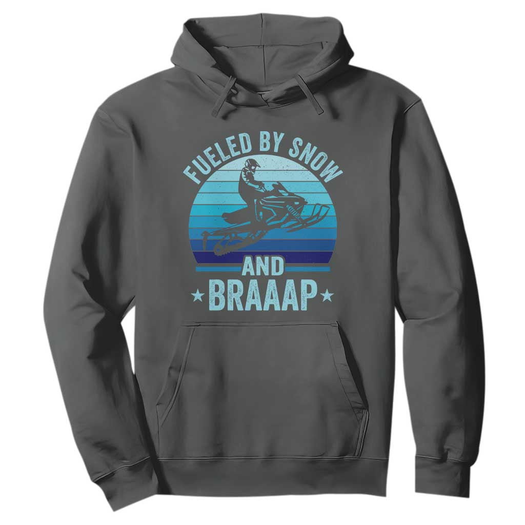 Funny Snowmobile Hoodie Fueled By Snow And Braaap Winter Sports TS11 Dark Heather Print Your Wear