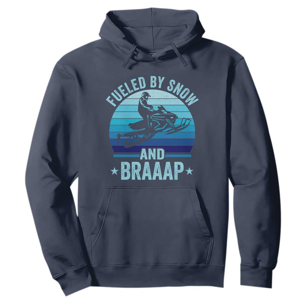 Funny Snowmobile Hoodie Fueled By Snow And Braaap Winter Sports TS11 Navy Print Your Wear