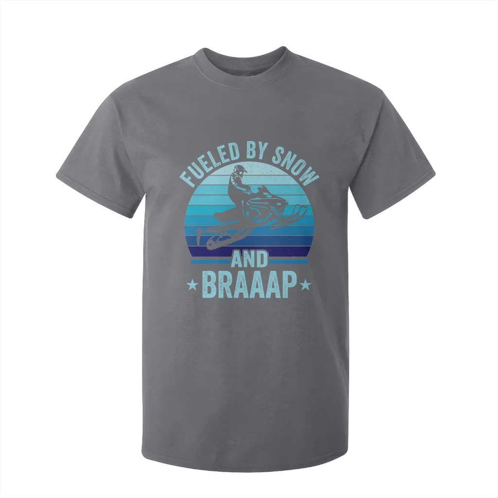 Funny Snowmobile T Shirt For Kid Fueled By Snow And Braaap Winter Sports TS11 Charcoal Print Your Wear