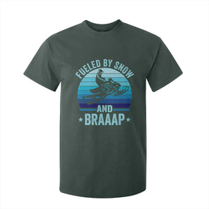 Funny Snowmobile T Shirt For Kid Fueled By Snow And Braaap Winter Sports TS11 Dark Forest Green Print Your Wear