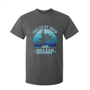 Funny Snowmobile T Shirt For Kid Fueled By Snow And Braaap Winter Sports TS11 Dark Heather Print Your Wear