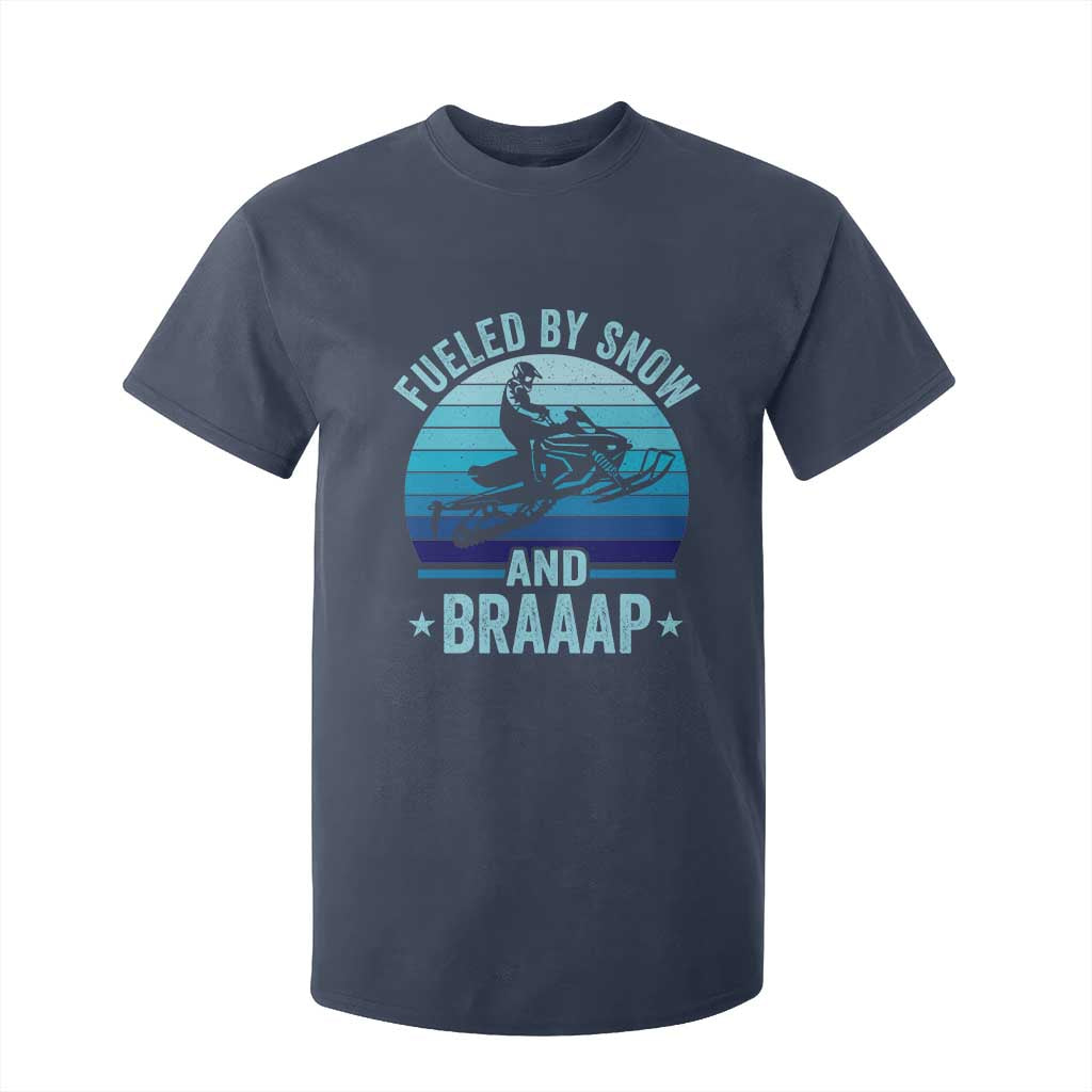 Funny Snowmobile T Shirt For Kid Fueled By Snow And Braaap Winter Sports TS11 Navy Print Your Wear