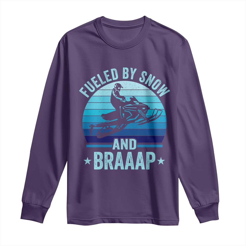 Funny Snowmobile Long Sleeve Shirt Fueled By Snow And Braaap Winter Sports TS11 Purple Print Your Wear