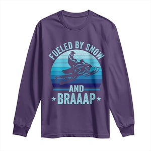 Funny Snowmobile Long Sleeve Shirt Fueled By Snow And Braaap Winter Sports TS11 Purple Print Your Wear