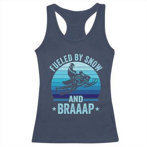 Funny Snowmobile Racerback Tank Top Fueled By Snow And Braaap Winter Sports TS11 Navy Print Your Wear