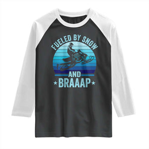 Funny Snowmobile Raglan Shirt Fueled By Snow And Braaap Winter Sports TS11 Black White Print Your Wear