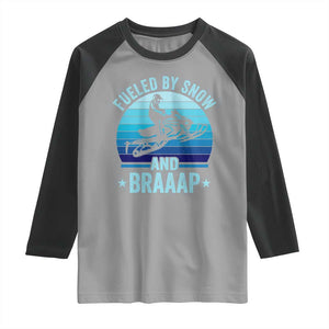 Funny Snowmobile Raglan Shirt Fueled By Snow And Braaap Winter Sports TS11 Sport Gray Black Print Your Wear
