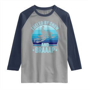 Funny Snowmobile Raglan Shirt Fueled By Snow And Braaap Winter Sports TS11 Sport Gray Navy Print Your Wear