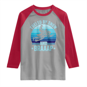 Funny Snowmobile Raglan Shirt Fueled By Snow And Braaap Winter Sports TS11 Sport Gray Red Print Your Wear