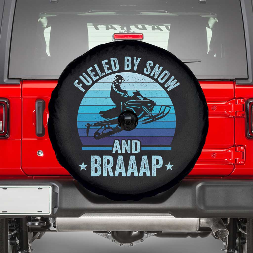 Funny Snowmobile Spare Tire Cover Fueled By Snow And Braaap Winter Sports TS11 Black Print Your Wear