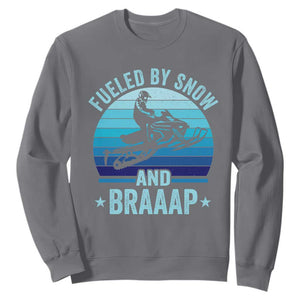 Funny Snowmobile Sweatshirt Fueled By Snow And Braaap Winter Sports TS11 Charcoal Print Your Wear