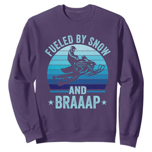 Funny Snowmobile Sweatshirt Fueled By Snow And Braaap Winter Sports TS11 Purple Print Your Wear