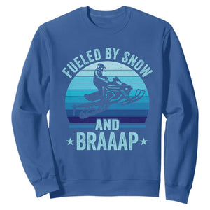 Funny Snowmobile Sweatshirt Fueled By Snow And Braaap Winter Sports TS11 Royal Blue Print Your Wear