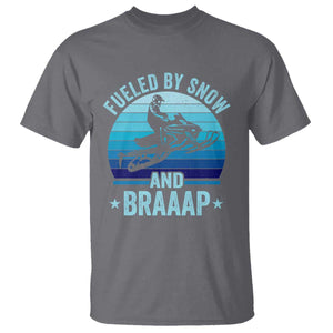 Funny Snowmobile T Shirt Fueled By Snow And Braaap Winter Sports TS11 Charcoal Print Your Wear