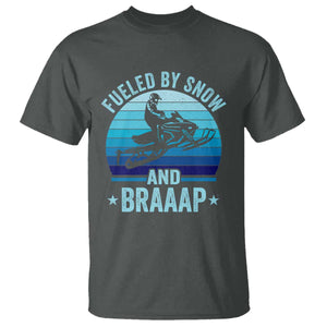 Funny Snowmobile T Shirt Fueled By Snow And Braaap Winter Sports TS11 Dark Heather Print Your Wear