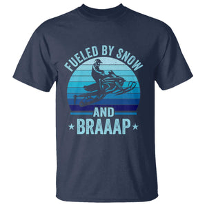 Funny Snowmobile T Shirt Fueled By Snow And Braaap Winter Sports TS11 Navy Print Your Wear