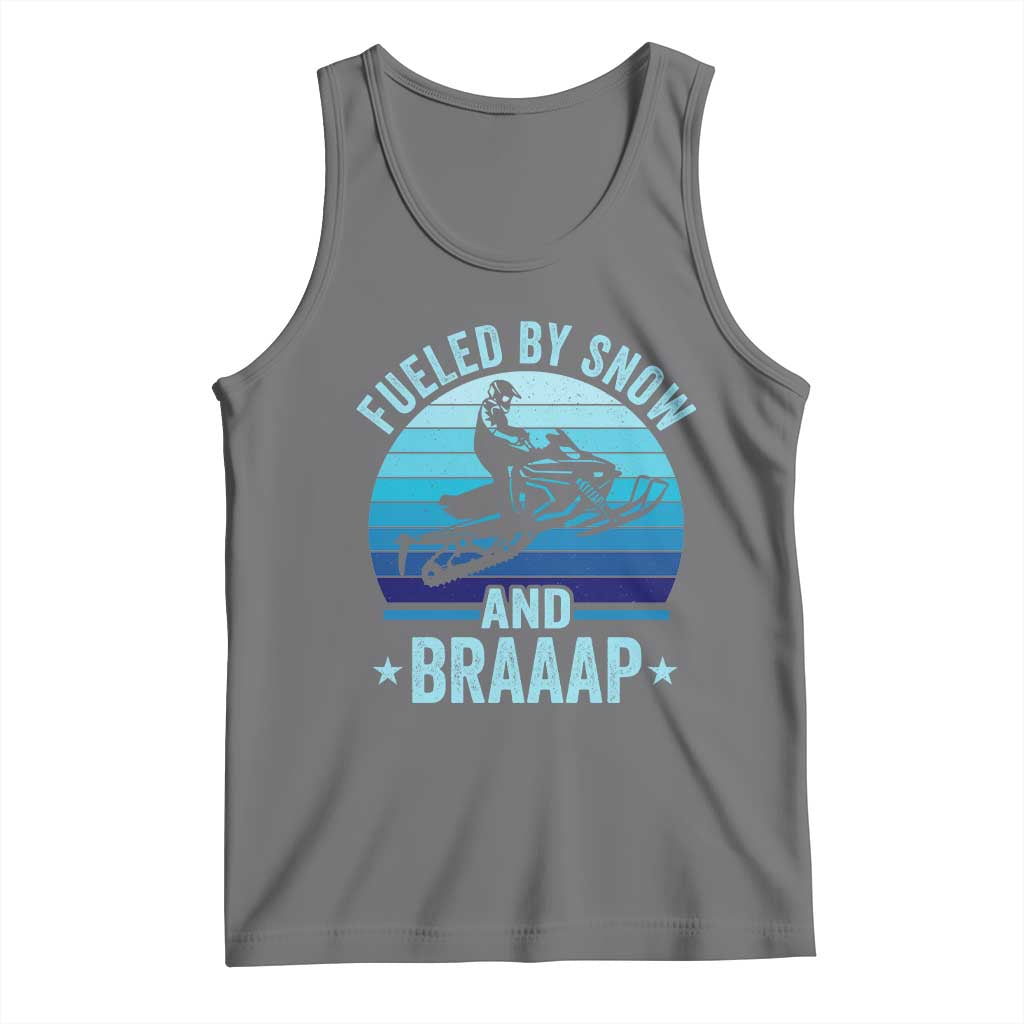 Funny Snowmobile Tank Top Fueled By Snow And Braaap Winter Sports TS11 Black Heather Print Your Wear