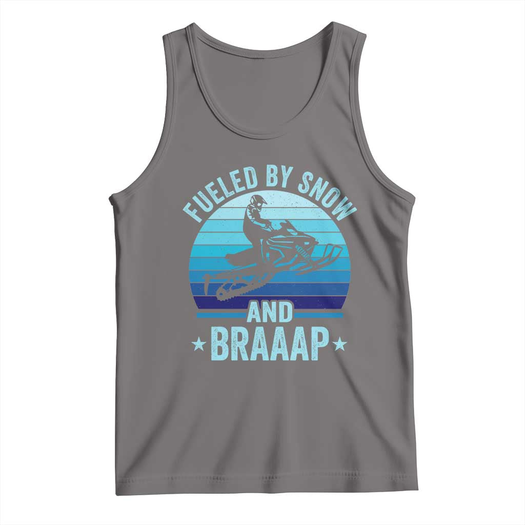 Funny Snowmobile Tank Top Fueled By Snow And Braaap Winter Sports TS11 Deep Heather Print Your Wear
