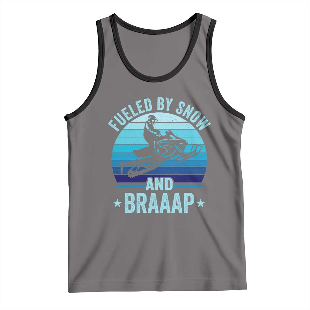 Funny Snowmobile Tank Top Fueled By Snow And Braaap Winter Sports TS11 Deep Heather Black Print Your Wear
