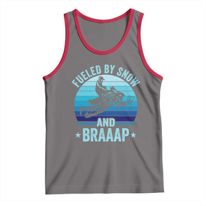 Funny Snowmobile Tank Top Fueled By Snow And Braaap Winter Sports TS11 Deep Heather Red Print Your Wear