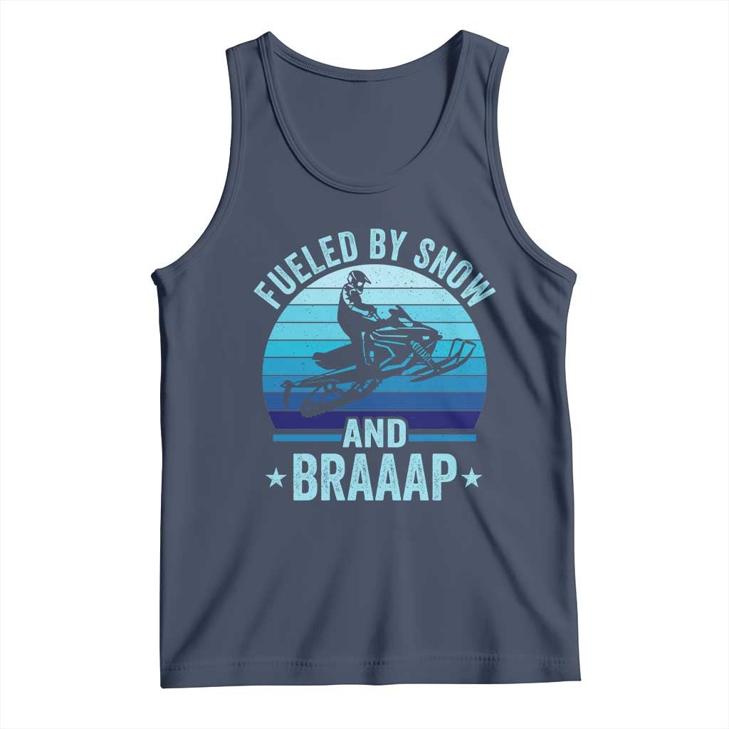 Funny Snowmobile Tank Top Fueled By Snow And Braaap Winter Sports TS11 Navy Print Your Wear