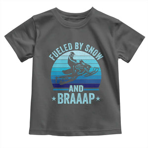 Funny Snowmobile Toddler T Shirt Fueled By Snow And Braaap Winter Sports TS11 Dark Heather Print Your Wear