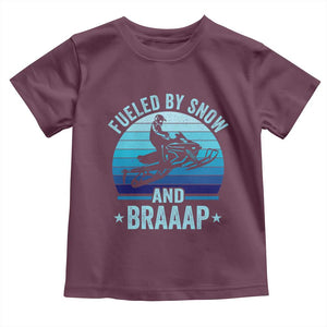 Funny Snowmobile Toddler T Shirt Fueled By Snow And Braaap Winter Sports TS11 Maroon Print Your Wear