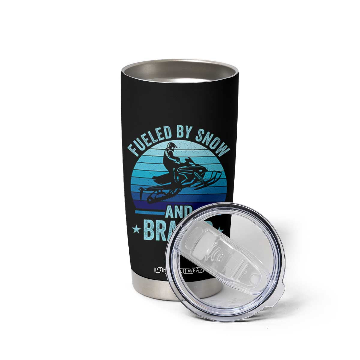 Funny Snowmobile Tumbler Cup Fueled By Snow And Braaap Winter Sports TS11 Print Your Wear