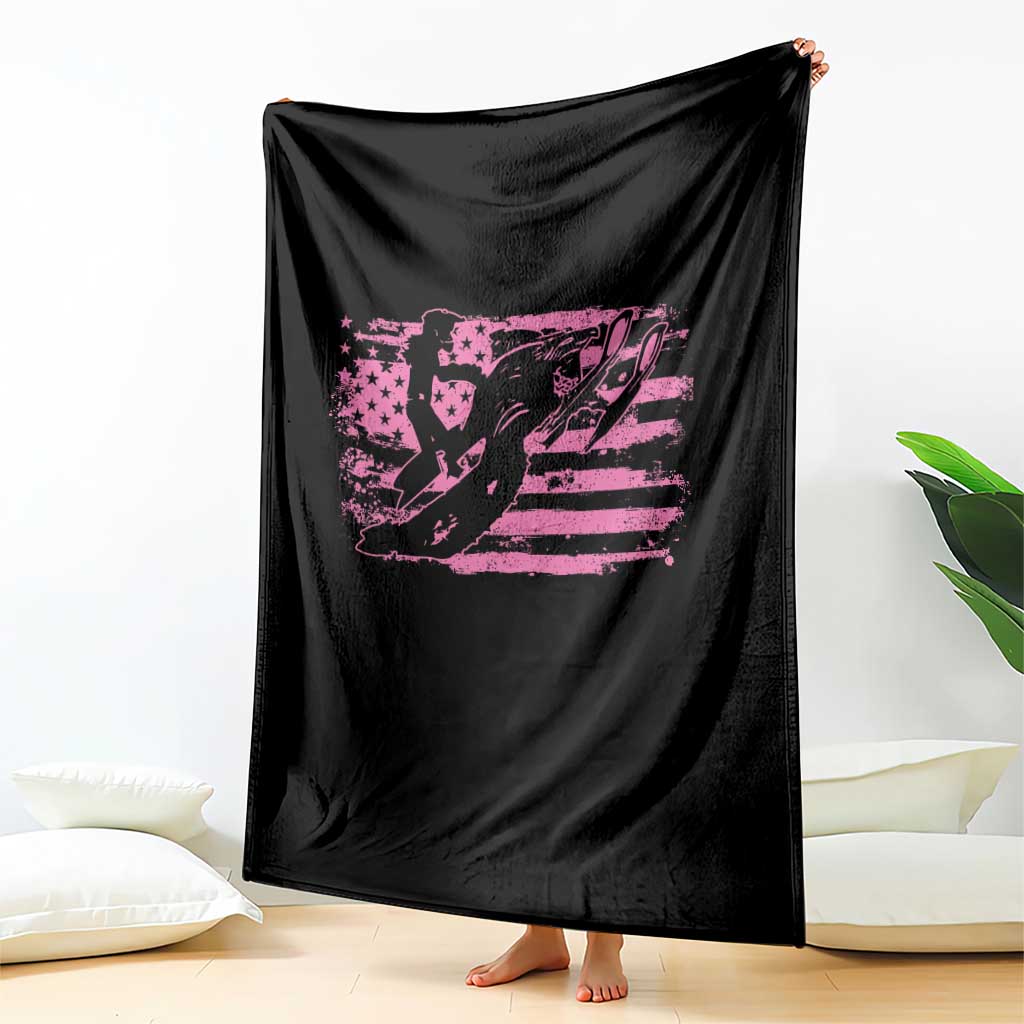 Snowmobile Snowcross Girls Pink American Flag Throw Blanket TS11 Print Your Wear