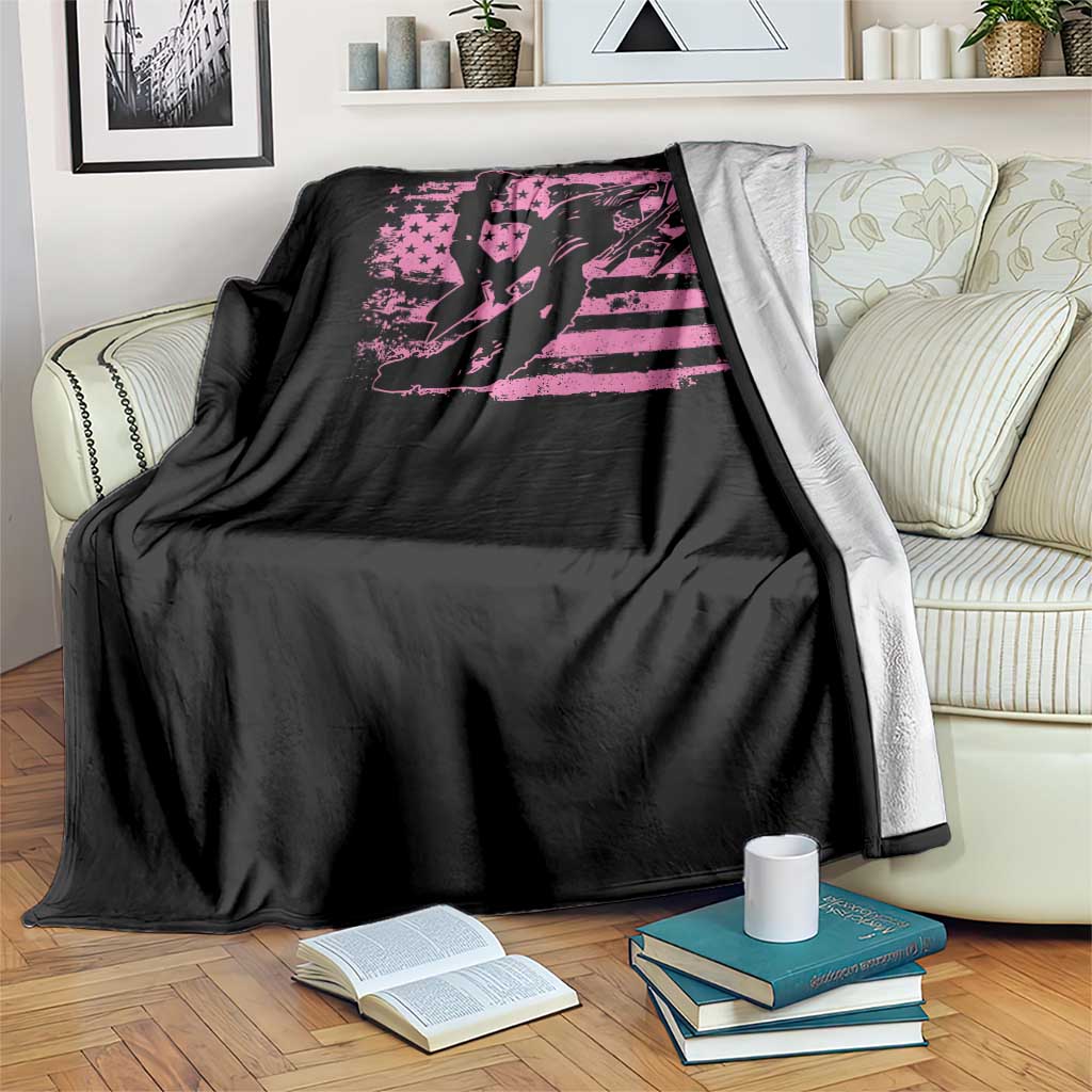 Snowmobile Snowcross Girls Pink American Flag Throw Blanket TS11 Print Your Wear