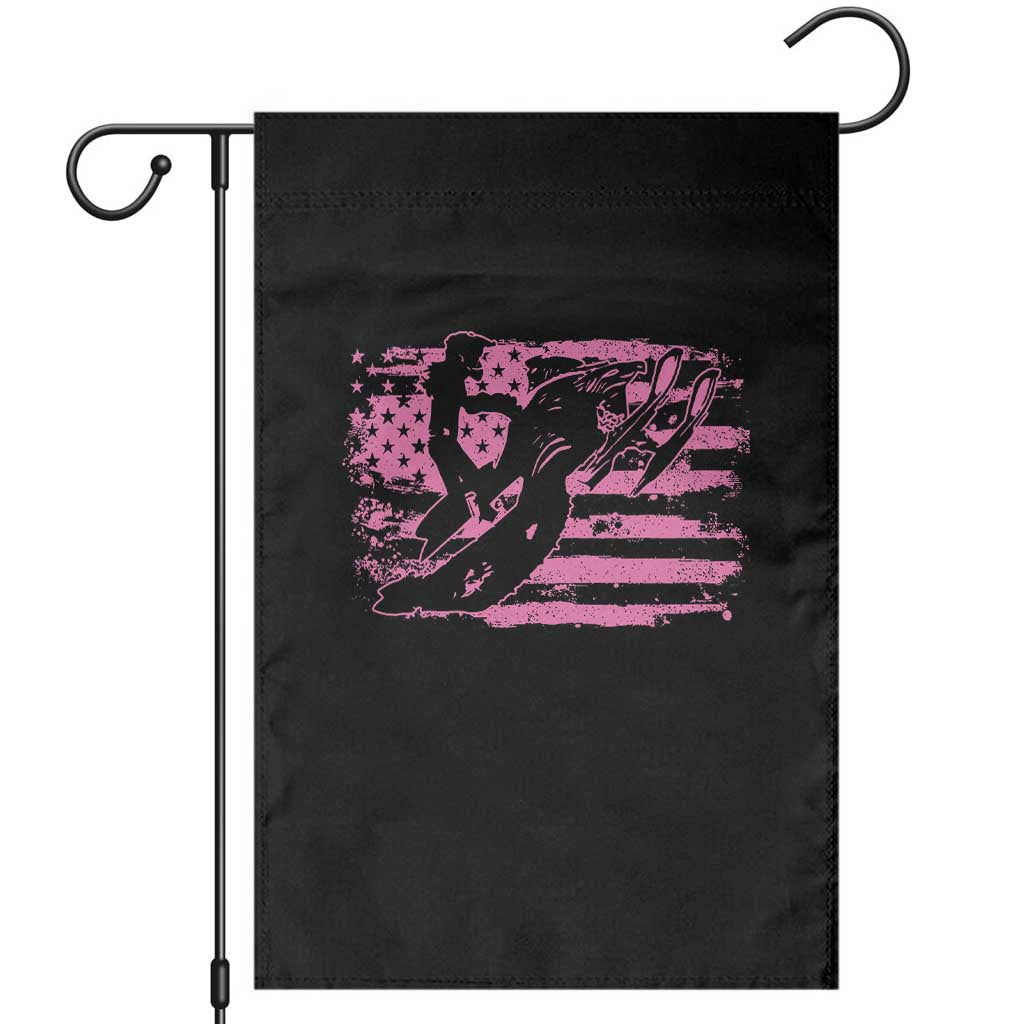 Snowmobile Snowcross Girls Pink American Flag Garden Flag TS11 Black Print Your Wear