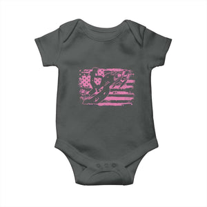 Snowmobile Snowcross Girls Pink American Flag Baby Onesie TS11 Dark Heather Print Your Wear