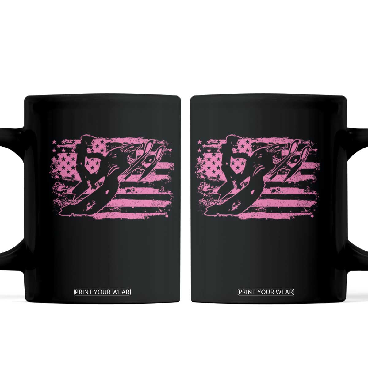 Snowmobile Snowcross Girls Pink American Flag Coffee Mug TS11 Black Print Your Wear