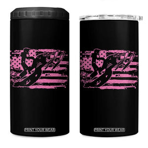 Snowmobile Snowcross Girls Pink American Flag 4 in 1 Can Cooler Tumbler TS11 One Size: 16 oz Black Print Your Wear