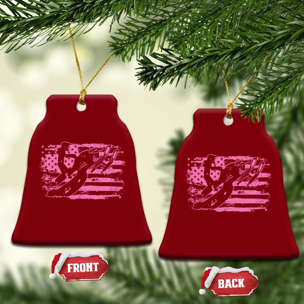 Snowmobile Snowcross Girls Pink American Flag Ceramic Ornament TS11 Print Your Wear