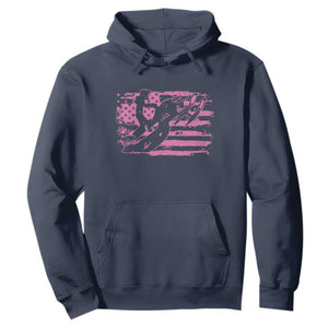 Snowmobile Snowcross Girls Pink American Flag Hoodie TS11 Navy Print Your Wear