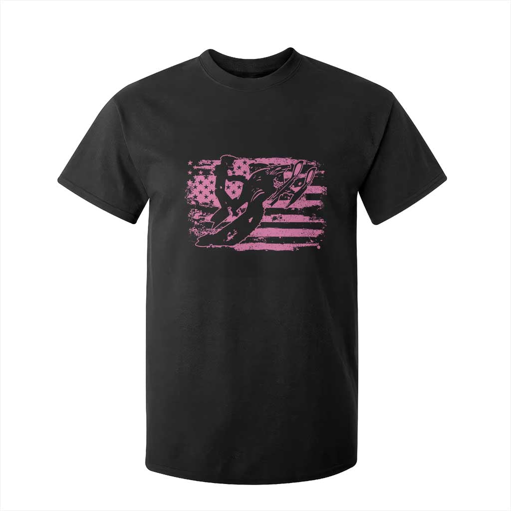 Snowmobile Snowcross Girls Pink American Flag T Shirt For Kid TS11 Black Print Your Wear