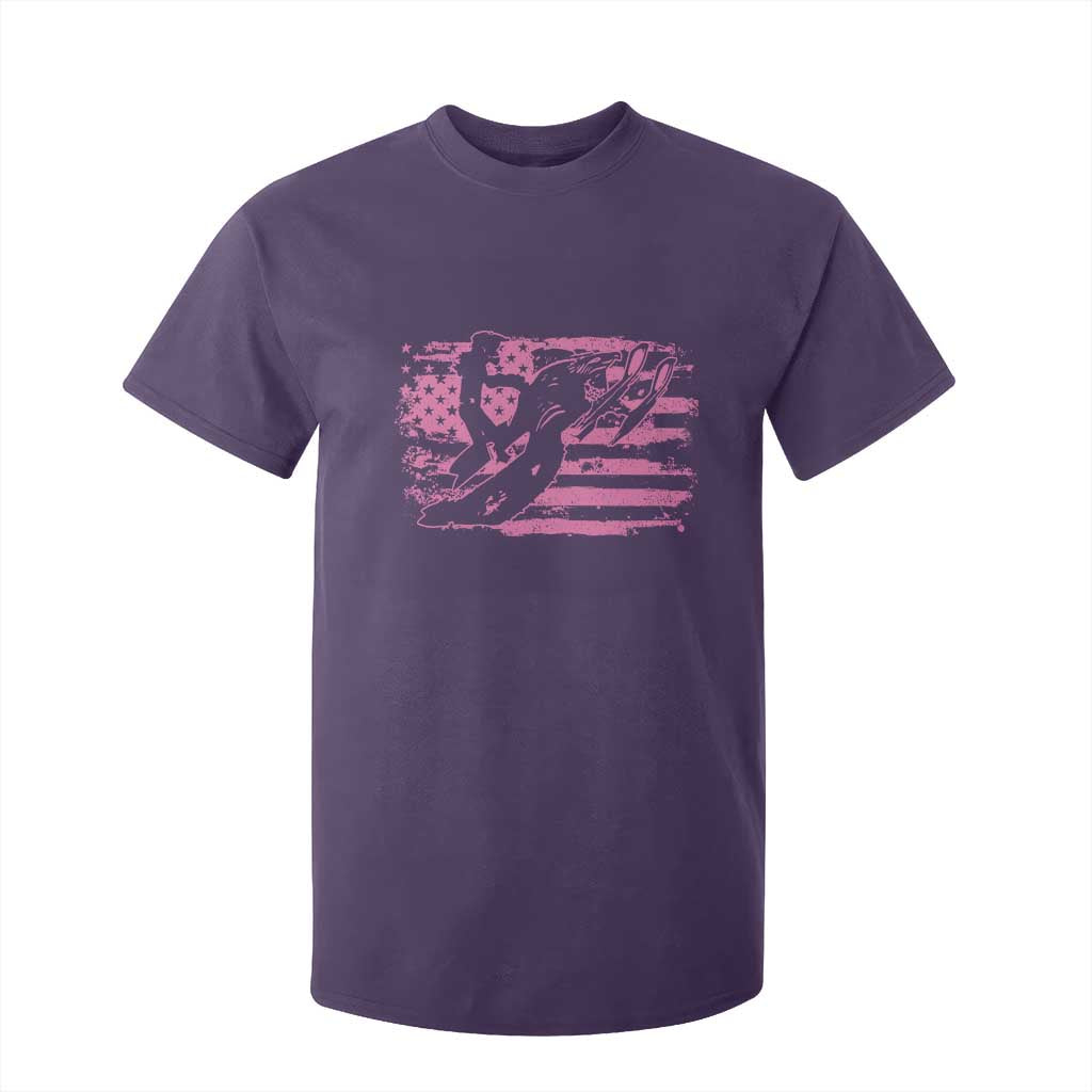 Snowmobile Snowcross Girls Pink American Flag T Shirt For Kid TS11 Purple Print Your Wear