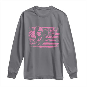 Snowmobile Snowcross Girls Pink American Flag Long Sleeve Shirt TS11 Charcoal Print Your Wear