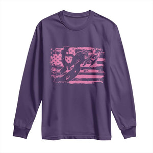 Snowmobile Snowcross Girls Pink American Flag Long Sleeve Shirt TS11 Purple Print Your Wear