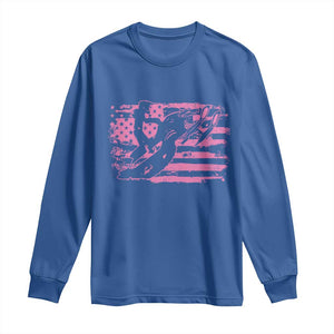 Snowmobile Snowcross Girls Pink American Flag Long Sleeve Shirt TS11 Royal Blue Print Your Wear