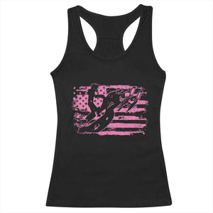 Snowmobile Snowcross Girls Pink American Flag Racerback Tank Top TS11 Black Print Your Wear