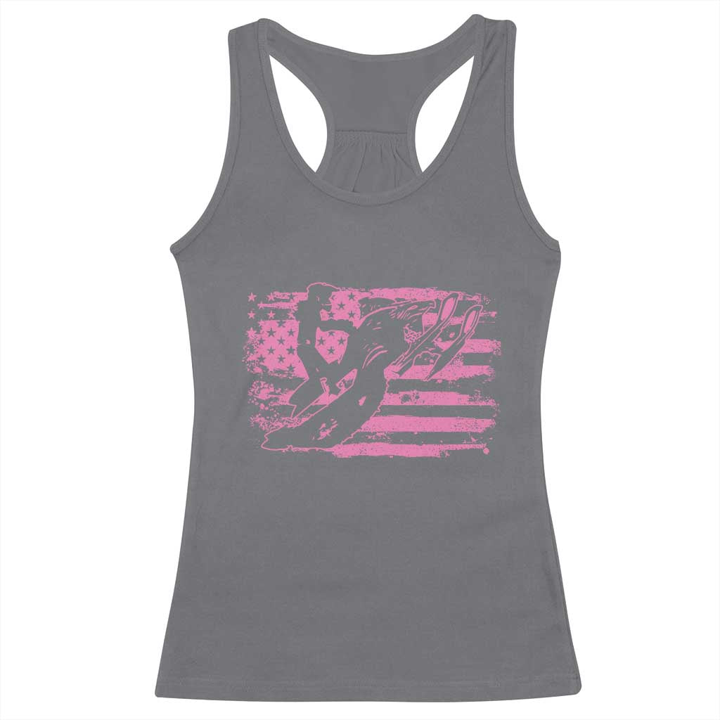 Snowmobile Snowcross Girls Pink American Flag Racerback Tank Top TS11 Charcoal Print Your Wear