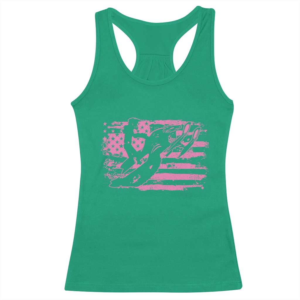 Snowmobile Snowcross Girls Pink American Flag Racerback Tank Top TS11 Irish Green Print Your Wear