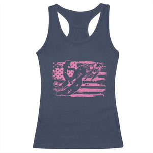 Snowmobile Snowcross Girls Pink American Flag Racerback Tank Top TS11 Navy Print Your Wear
