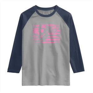 Snowmobile Snowcross Girls Pink American Flag Raglan Shirt TS11 Sport Gray Navy Print Your Wear