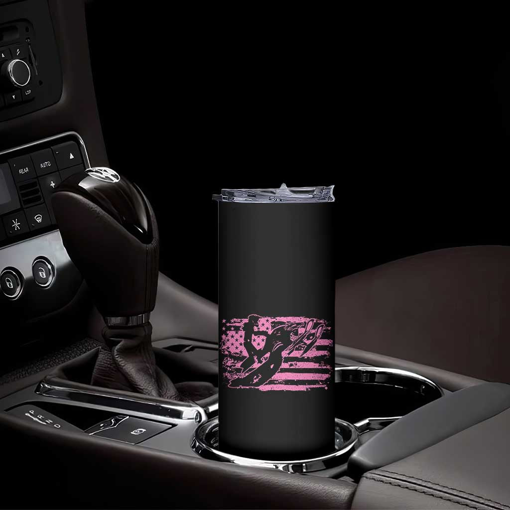 Snowmobile Snowcross Girls Pink American Flag Skinny Tumbler TS11 Print Your Wear