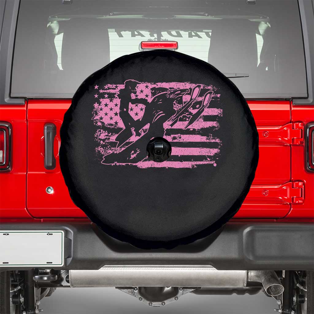 Snowmobile Snowcross Girls Pink American Flag Spare Tire Cover TS11 Black Print Your Wear