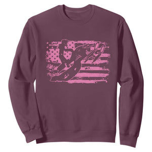 Snowmobile Snowcross Girls Pink American Flag Sweatshirt TS11 Maroon Print Your Wear