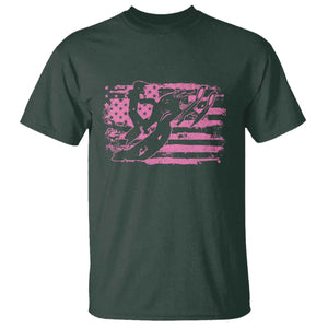 Snowmobile Snowcross Girls Pink American Flag T Shirt TS11 Dark Forest Green Print Your Wear